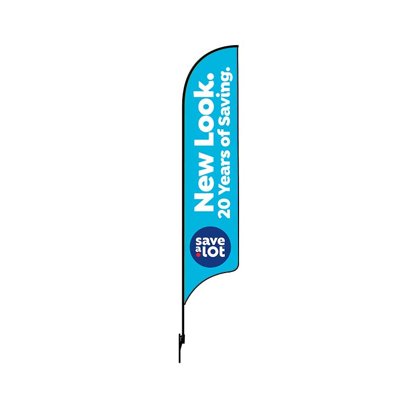  15' Save A Lot Light Blue New Look 20 Years of Savings AdverSail Flag (double sided)