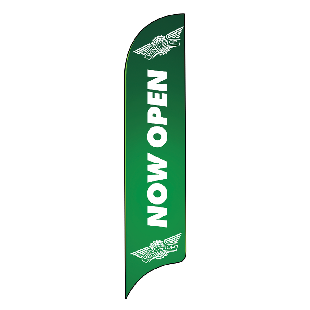 15' Wingstop Logo Now Open AdverSail Flag (2023 Art)