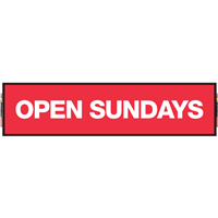 2' x 8' FullSpeed Automotive Red Open Sundays Mesh Bay Banner (single-sided)