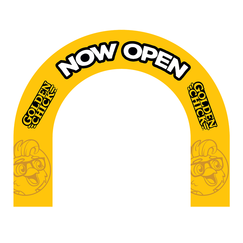 Golden Chick 9’x11’ Inflatable Arch Yellow Now Open