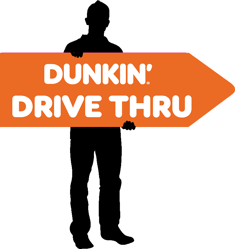 Dunkin 55"x17" Double Sided Arrow Spinner Sign - Orange Drive Thru