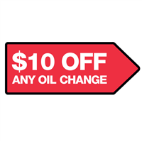 FullSpeed Automotive 46x18 Double Sided $10 Off Any Oil Change Spinner Sign - RED