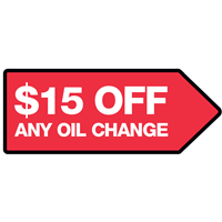 46" X 18" FullSpeed Automotive Red $15 Off Any Oil Change Arrow Spinner Sign (double sided)
