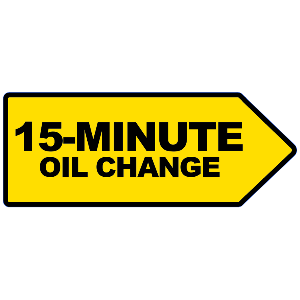 46" x 18" FullSpeed Automotive Yellow 15-Minute Oil Change Spinner Sign (double-sided)
