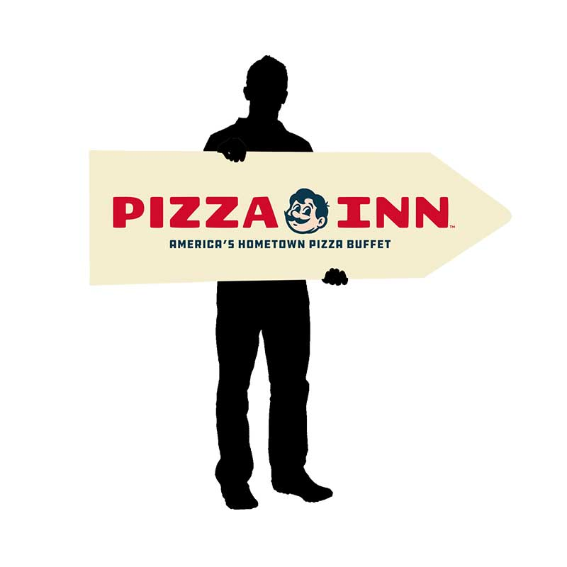 55" X 17" Pizza Inn Cream LogoArrow Spinner Sign