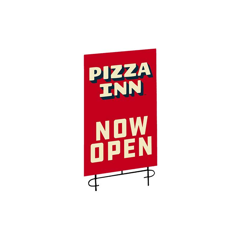 22" x 35" Pizza Inn Logo Now Open Red Super Bandit Sign