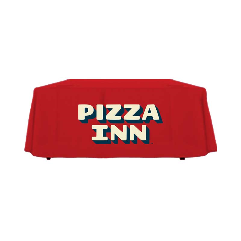6' Pizza Inn Red Logo Tablecloth (draped)