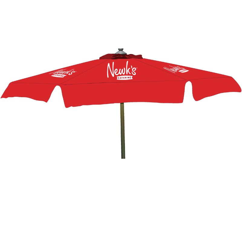 Newk's Eatery White Logo on a Red Umbrella top