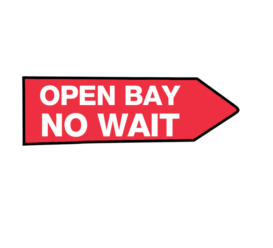 46" x 18" FullSpeed Automotive Red Open Bay No Wait Spinner Sign (double-sided)