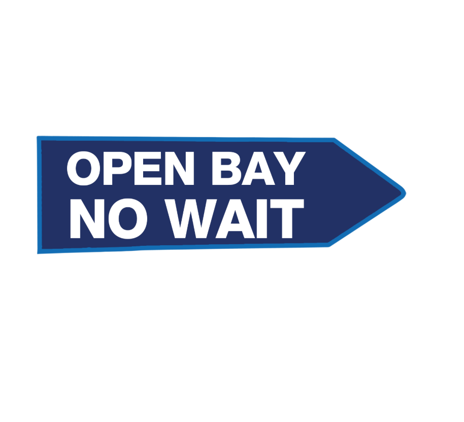46" x 18" FullSpeed Automotive Blue Open Bay No Wait Spinner Sign (double-sided) 
