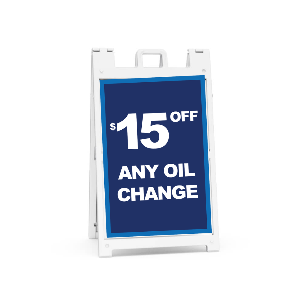 24" X 36" FullSpeed Blue $15 Off Any Oil Change Coroplast A-Frame Insert