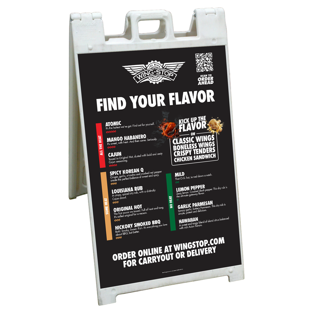 24" X 36" Wingstop Black Find Your Flavor Coroplast A-Frame Insert