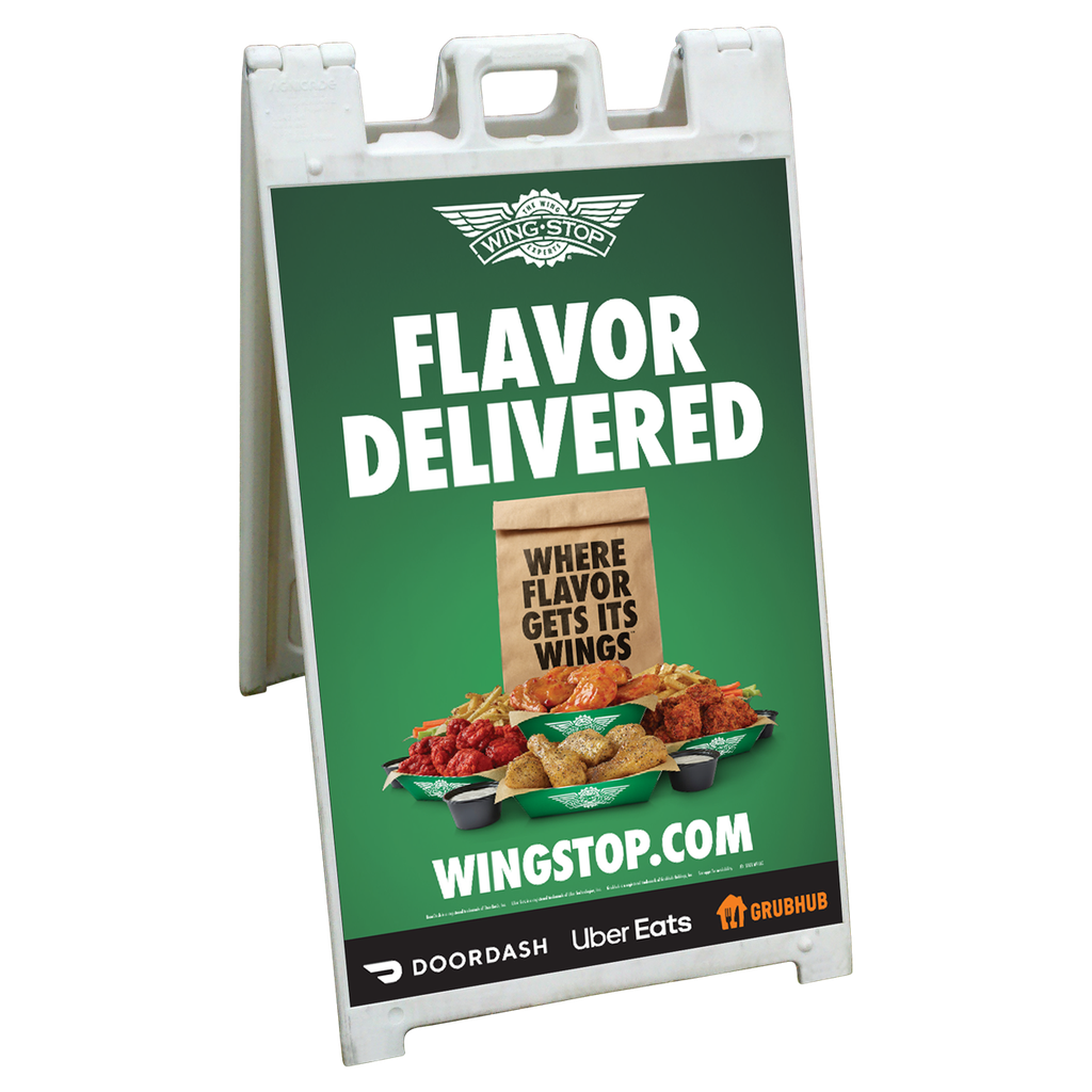 24" X 36" Wingstop Green Flavor Delivered DoorDash UberEats GrubHub Coroplast A-Frame Insert (2023 art)
