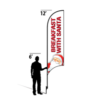 12' Ace Hardware White Breakfast with Santa AdverSail Flag
