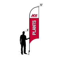 12' Ace Hardware Red Plants AdverSail Flag