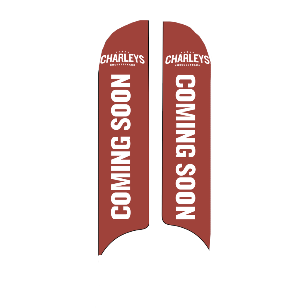 15' Charleys Philly Steaks Red Coming Soon AdverSail Flag  (double sided)