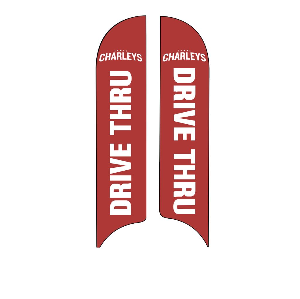 15' Charleys Philly Steaks Red Drive Thru AdverSail Flag  (double sided)
