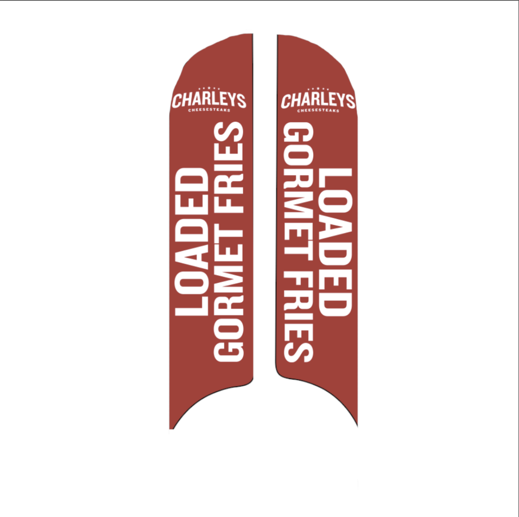 15' Charleys Philly Steaks Red Loaded Gourtmet Fries AdverSail Flag  (double sided)
