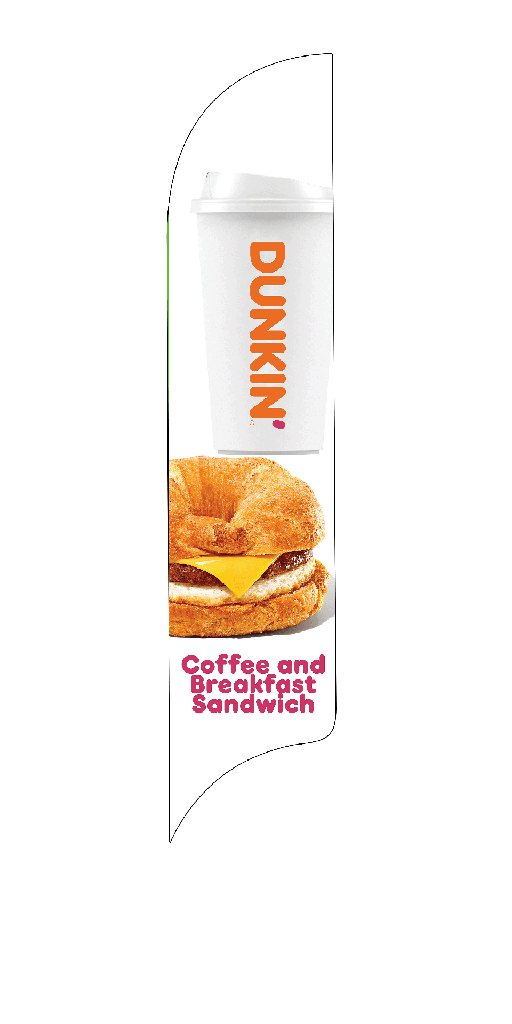 15' Dunkin' Donuts White Coffee & Breakfast Sandwich AdverSail Flag