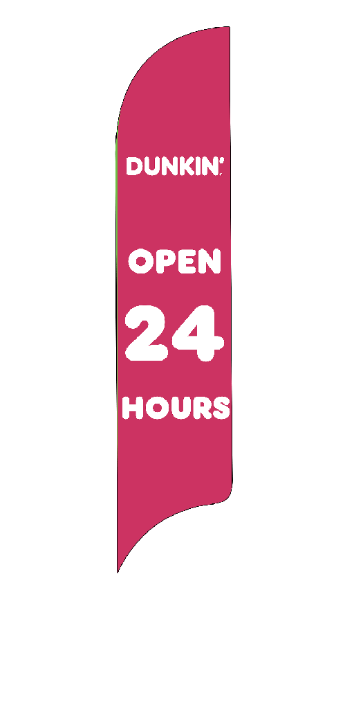 15' Dunkin' Donuts Pink Open 24 Hours AdverSail Flag